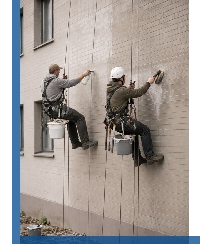 Удаление высолов с фасада зданий в Уссурийске без повреждений и следов