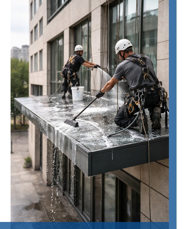 Мойка козырьков и навесов в Уссурийске от 3609 р. | ВЫСОТНИК-Сср