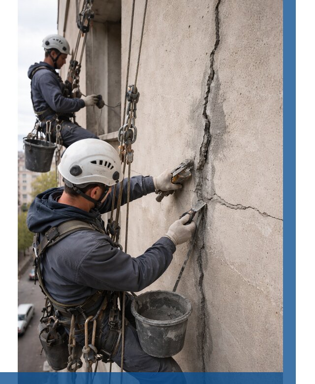 Заделка трещин на фасаде в Уссурийске от 928 р. | ВЫСОТНИК-Сср