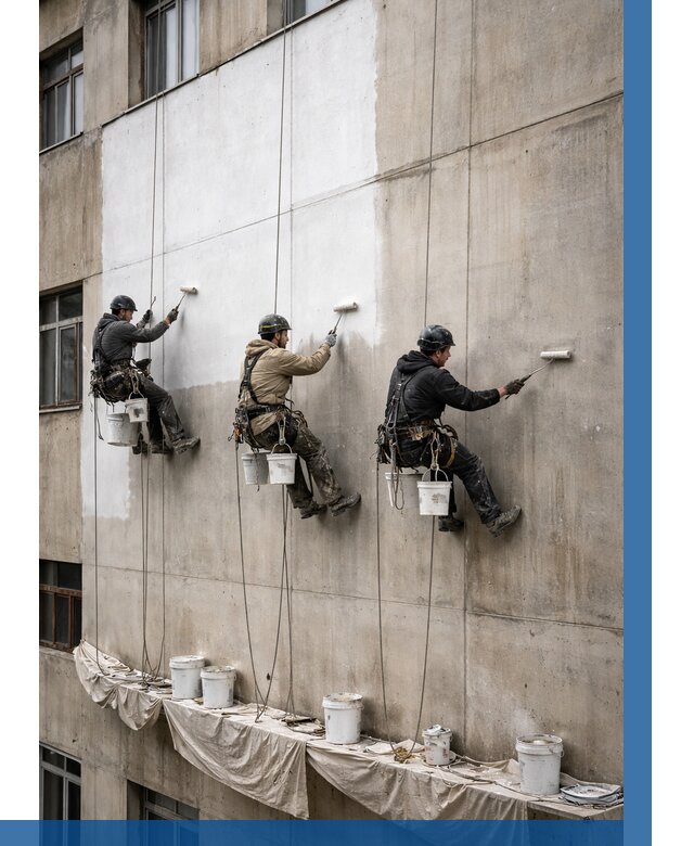 Покраска бетонного фасада в Уссурийске от 361 р за м2 | ВЫСОТНИК-Сср