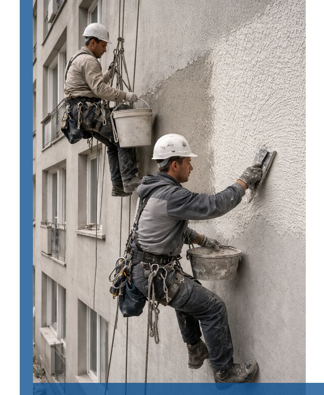 Нанесение декоративной штукатурки короед на фасад в Уссурийске