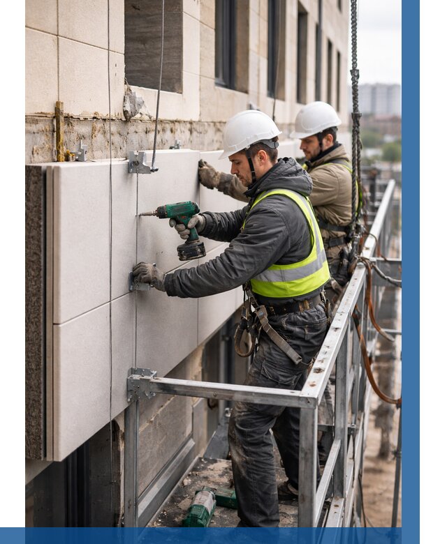 Монтаж фасадных термопанелей в Уссурийске от 1547 р. | ВЫСОТНИК-Сср