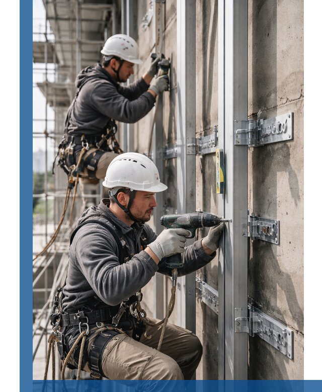 Монтаж и крепление подсистемы вентфасада в Уссурийске