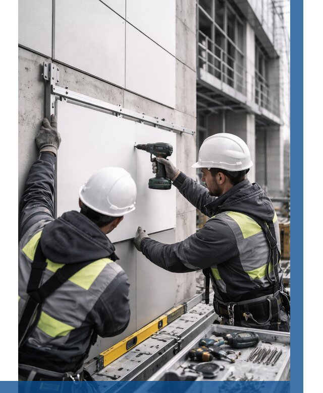 Монтаж композитных панелей фасада в Уссурийске от 2578 р. | ВЫСОТНИК-Сср