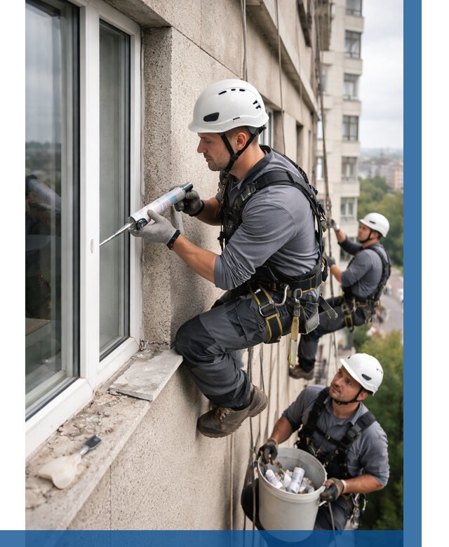 Герметизация оконных швов снаружи в Уссурийске от 1547 р. | ВЫСОТНИК-Сср