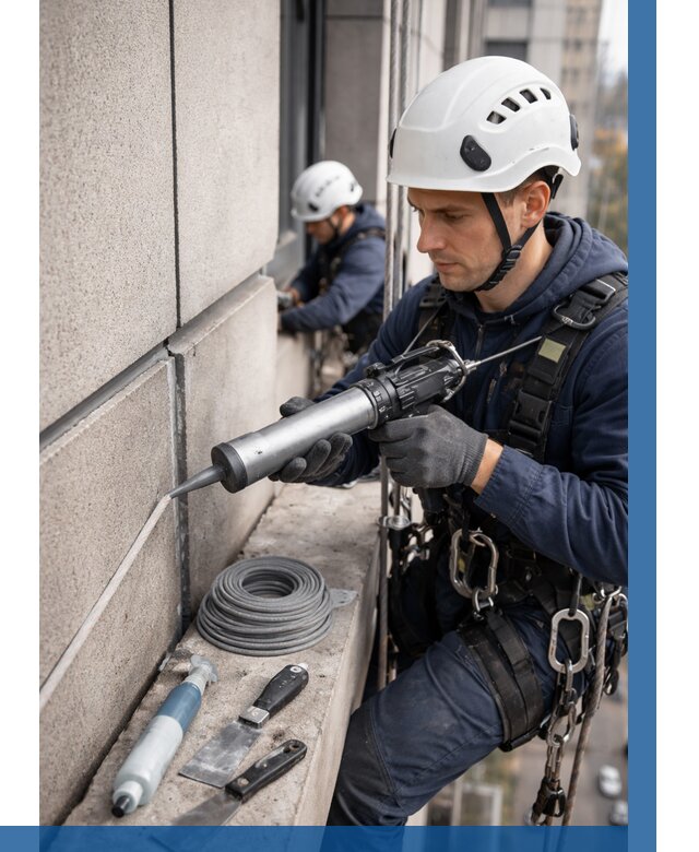 Герметизация деформационных швов фасада в Уссурийске от 722 | ВЫСОТНИК-Сср