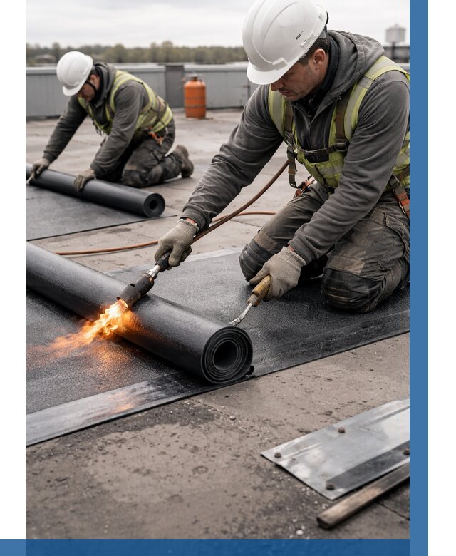 Монтаж наплавляемой кровли в Уссурийске от 876 р. — ВЫСОТНИК-Сср