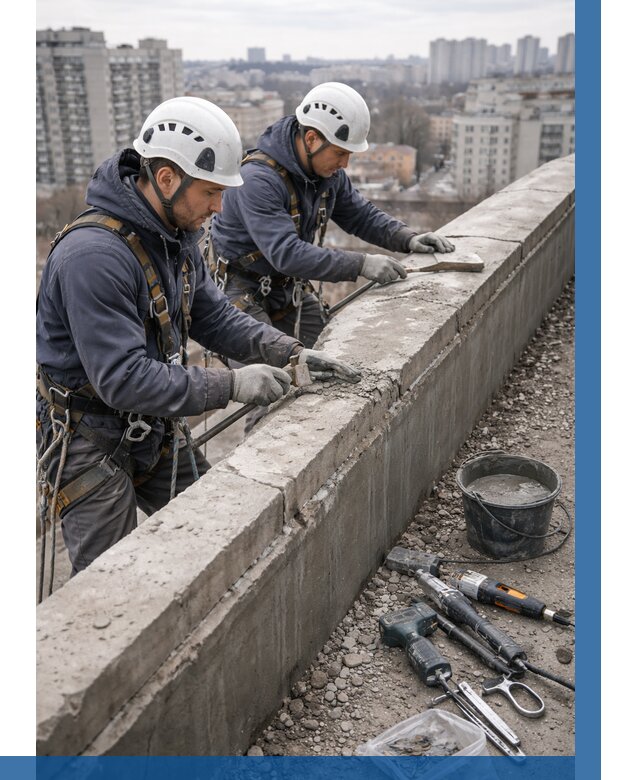 Ремонт парапета на кровле в Уссурийске от 1547 р. | ВЫСОТНИК-Сср