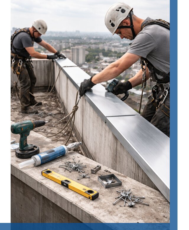 Монтаж парапетных крышек в Уссурийске от 825 р. | ВЫСОТНИК-Сср