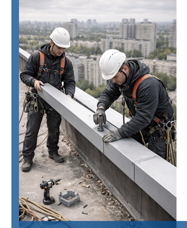 Монтаж парапетных крышек и ограждений кровли в Уссурийске