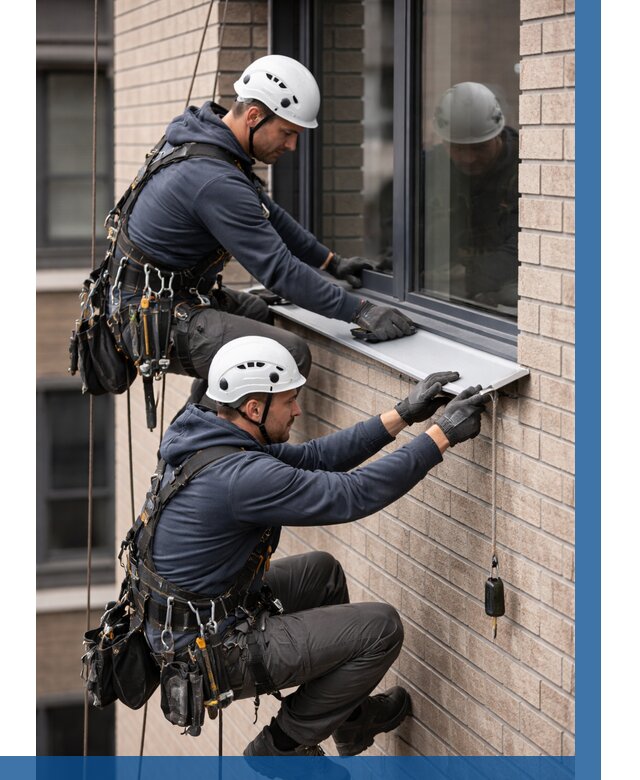 Монтаж оконных отливов под ключ в Уссурийске от 3609 р. | ВЫСОТНИК-Сср