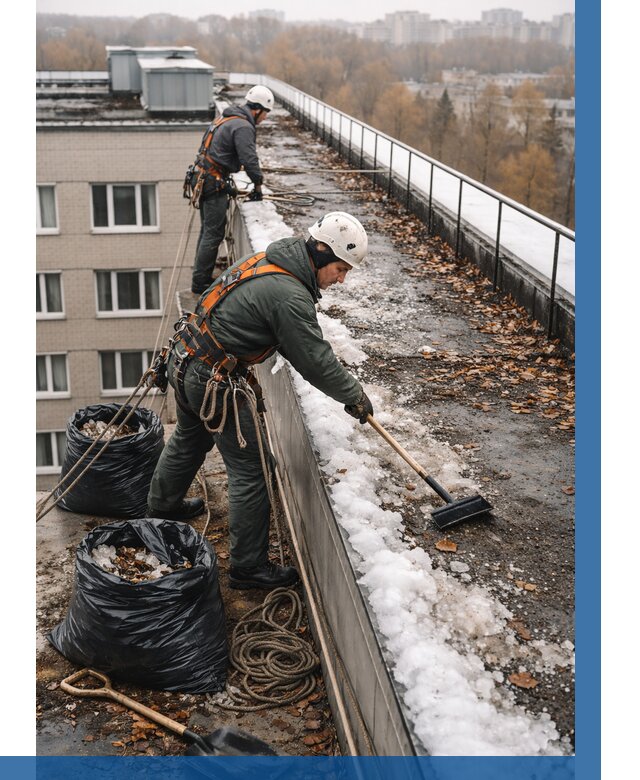 Очистка кровли по периметру в Уссурийске от 567 р. | ВЫСОТНИК-Сср