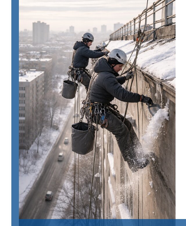 Очистка карнизов от снега в Уссурийске профессионально и безопасно