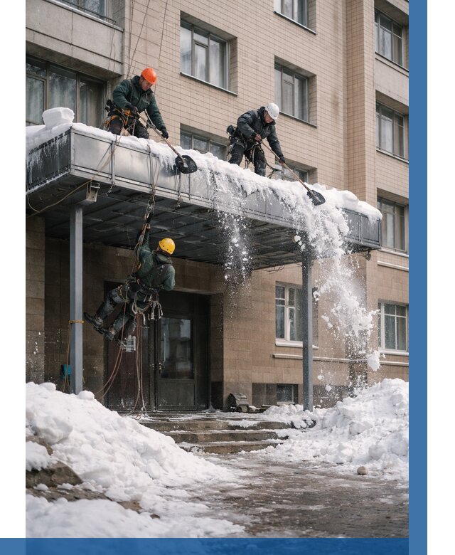 Очистка козырьков от снега в Уссурийске от 3609 р. | ВЫСОТНИК-Сср