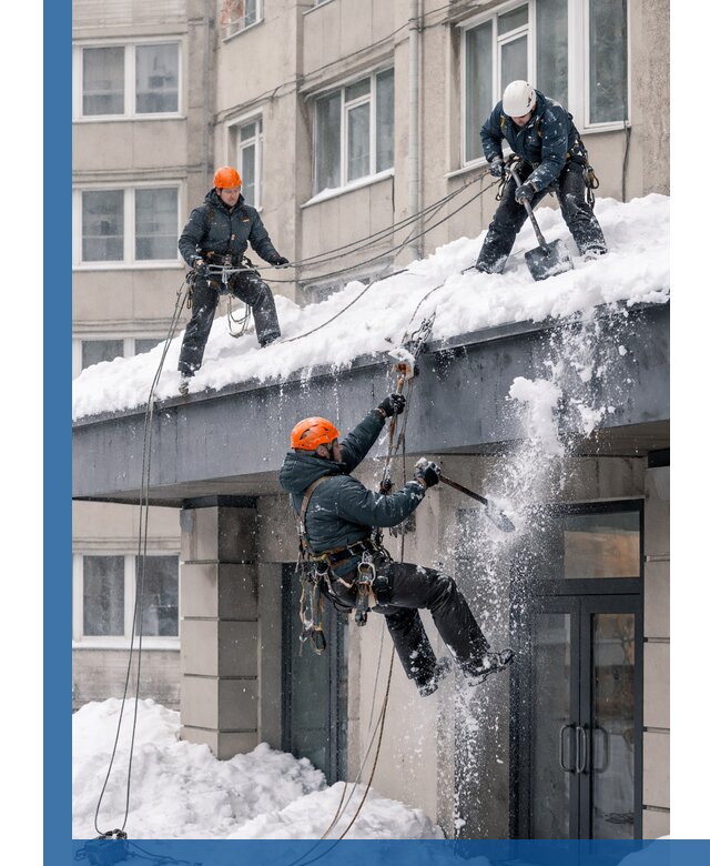 Безопасная очистка навесов от снега в Уссурийске круглогодично