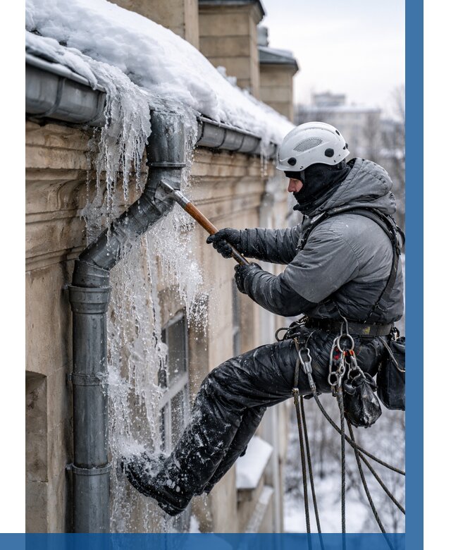 Очистка водостоков от льда в Уссурийске от 3609 р. | ВЫСОТНИК-Сср