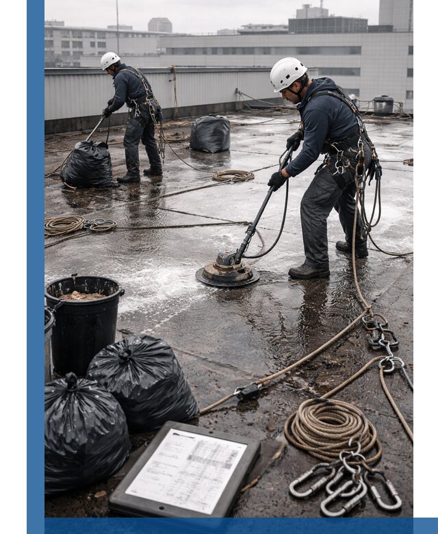 Плановая очистка кровли по графику в Уссурийске для безопасности