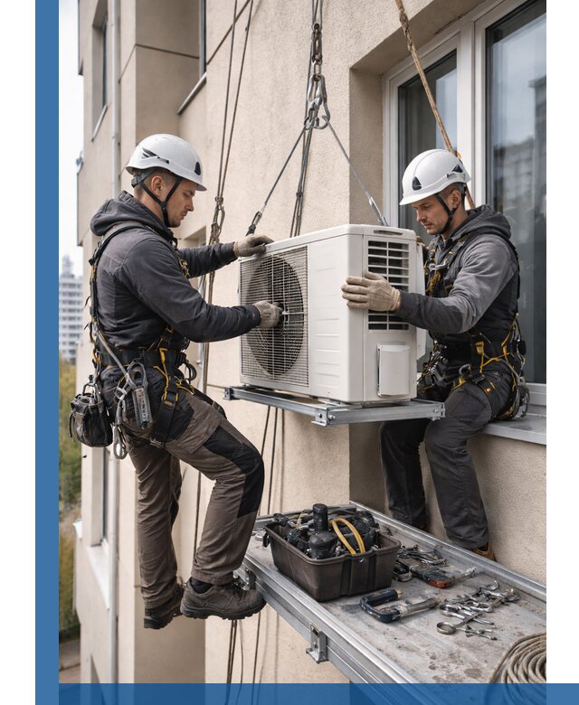 Перенос внешнего блока кондиционера в Уссурийске с монтажом и крепежом