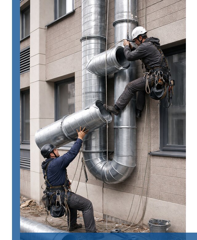 Монтаж фасадных воздуховодов в Уссурийске с герметизацией и крепежом