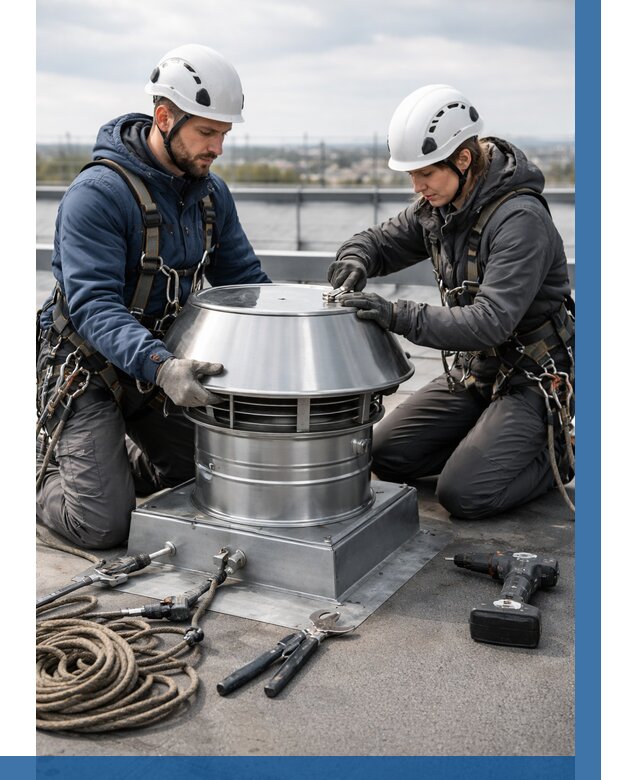 Установка дефлекторов на кровле в Уссурийске от 4640 р. | ВЫСОТНИК-Сср