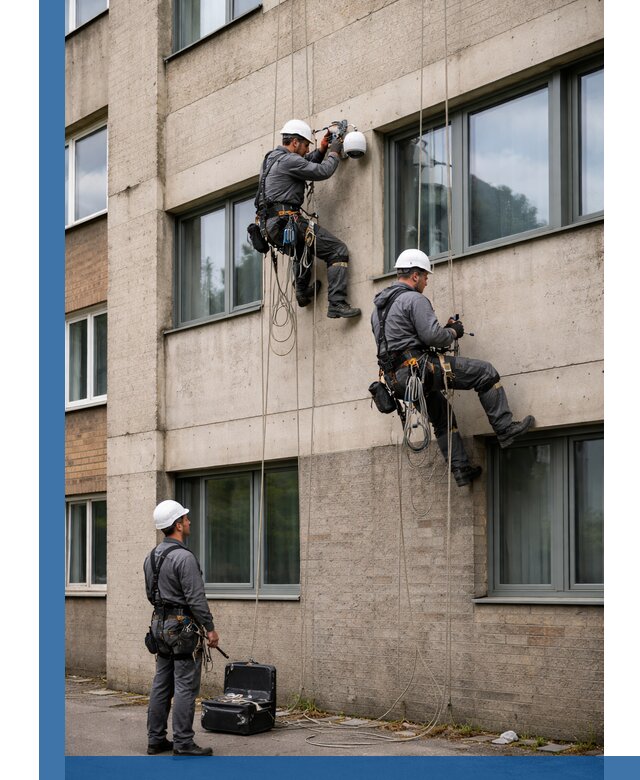 Монтаж фасадных камер видеонаблюдения в Уссурийске под ключ