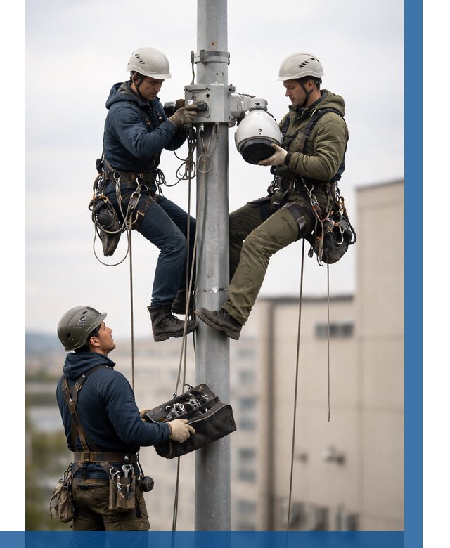 Установка видеокамер на мачте в Уссурийске от 8764 р. | ВЫСОТНИК-Сср