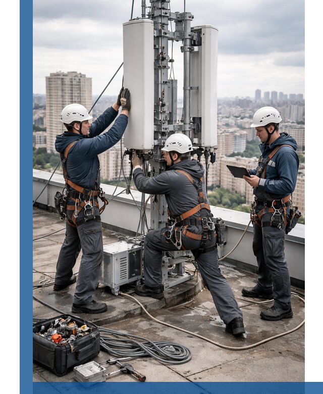 Монтаж антенн связи на крыше в Уссурийске с вводом в эксплуатацию