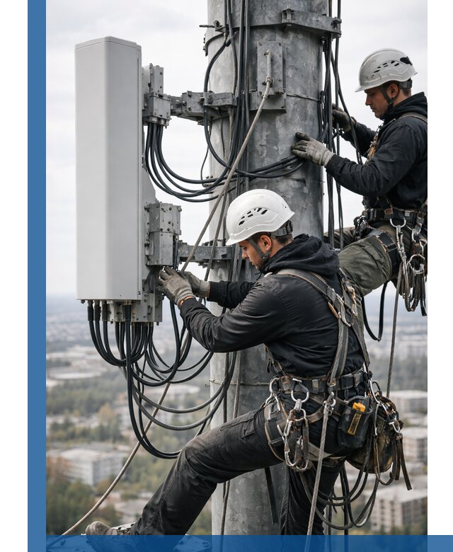 Монтаж оборудования связи на мачте в Уссурийске с пусконаладкой