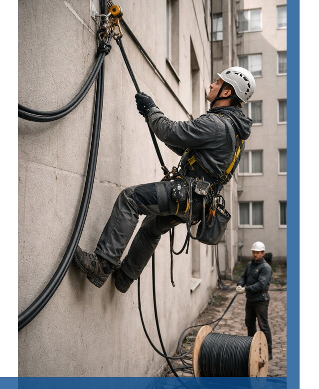 Протяжка кабеля питания на высоте в Уссурийске от 464 р. | ВЫСОТНИК-Сср