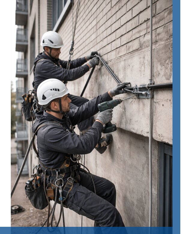 Крепление кабеля на фасаде в Уссурийске от 361 р. | ВЫСОТНИК-Сср