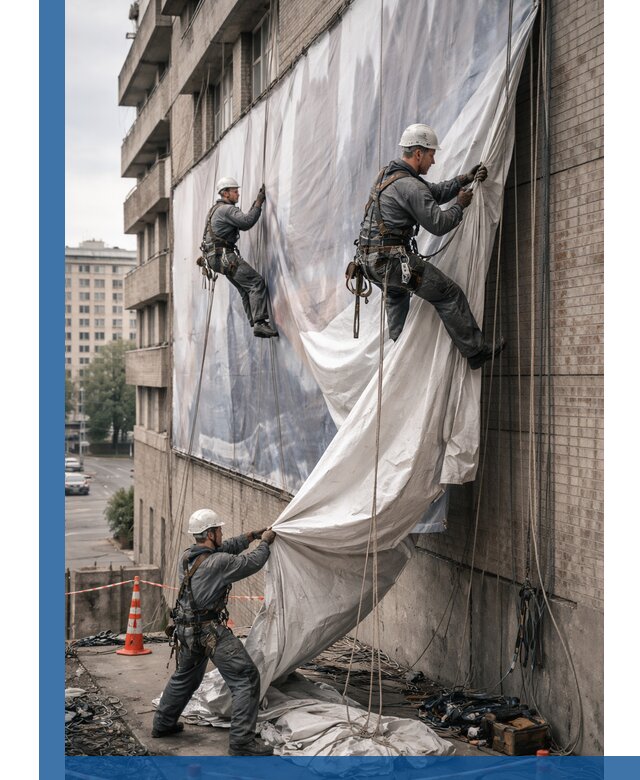 Демонтаж баннеров с фасада в Уссурийске оперативно и безопасно