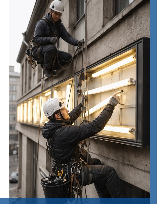 Замена ламп в вывеске в Уссурийске под ключ от 3609 р. | ВЫСОТНИК-Сср