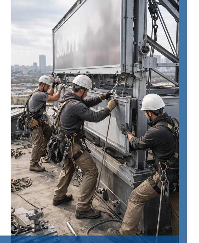 Монтаж крышной рекламной конструкции в Уссурийске от 61860 р.|ВЫСОТНИК-Сср