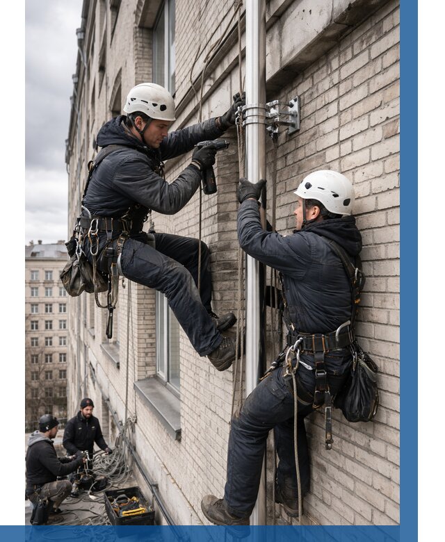 Монтаж флагштока на здании в Уссурийске от 6702 р. | ВЫСОТНИК-Сср