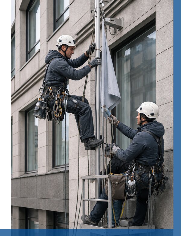 Установка флагов на фасаде в Уссурийске от 4640 р. | ВЫСОТНИК-Сср