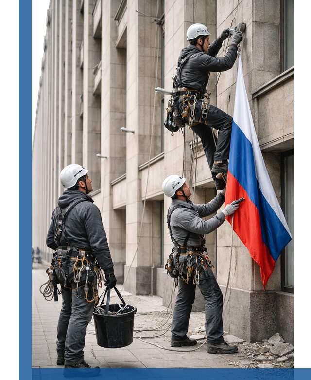 Профессиональная установка флагов на фасаде в Уссурийске