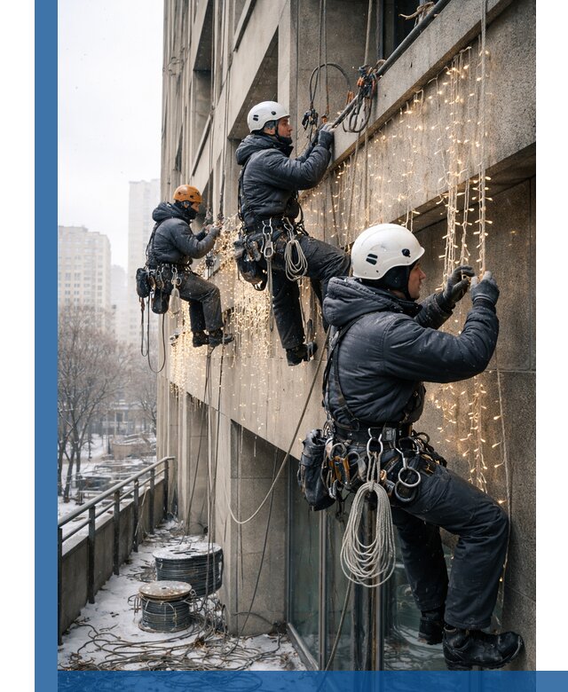 Монтаж новогодней иллюминации и украшение фасадов в Уссурийске