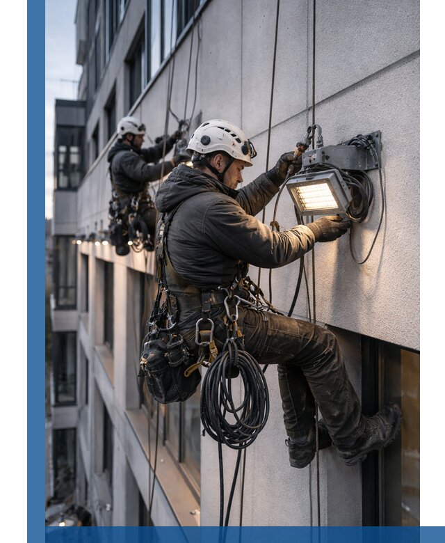 Монтаж фасадного освещения в Уссурийске установка и подключение