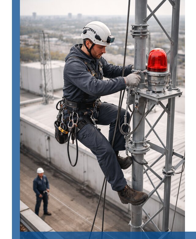 Монтаж заградительных огней и обслуживание объектов в Уссурийске