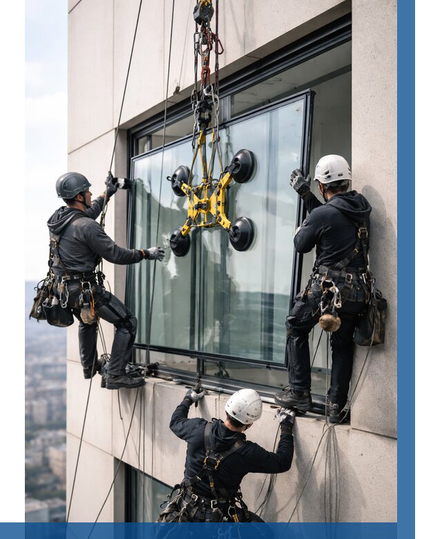 Монтаж стеклопакетов на высоте в Уссурийске от 3299 р. | ВЫСОТНИК-Сср