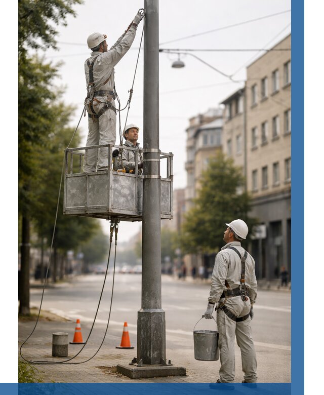Покраска опор освещения в Уссурийске от 5155 р. | ВЫСОТНИК-Сср