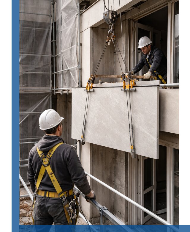 Подъем керамогранита на этаж в Уссурийске грузчиками и техникой