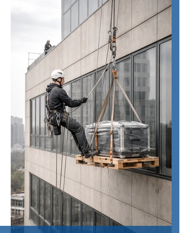 Спуск груза по фасаду в Уссурийске от 3609 р. | ВЫСОТНИК-Сср