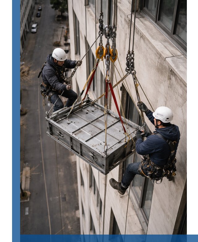 Спуск и подъем грузов по фасаду в Уссурийске для зданий
