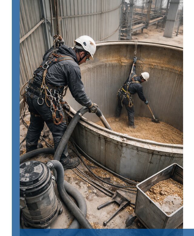 Профессиональная чистка зерновых бункеров в Уссурийске с выездом