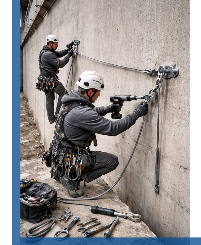 Монтаж анкерных линий высотной безопасности в Уссурийске